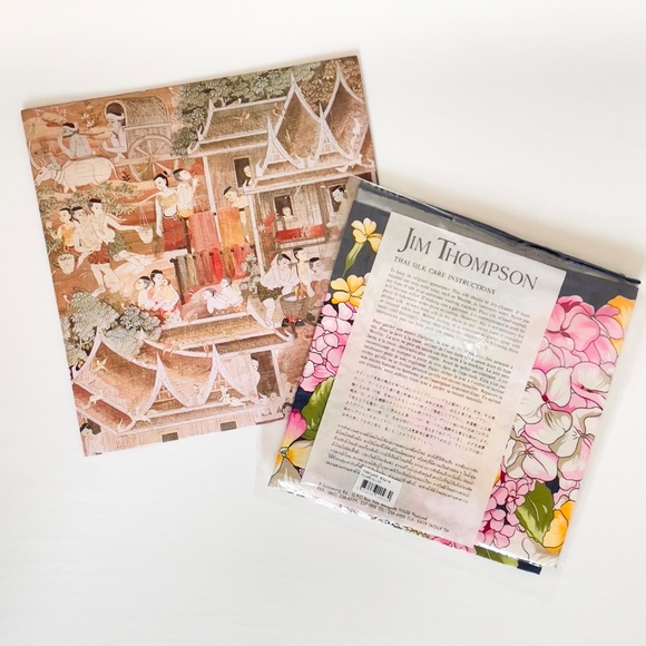 New Vintage Jim Thompson Thai Silk Scarf 1 - Picture 2 of 7